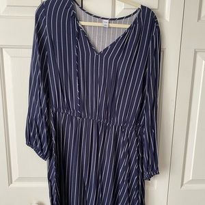 3/4 sleeve vneck striped dress
